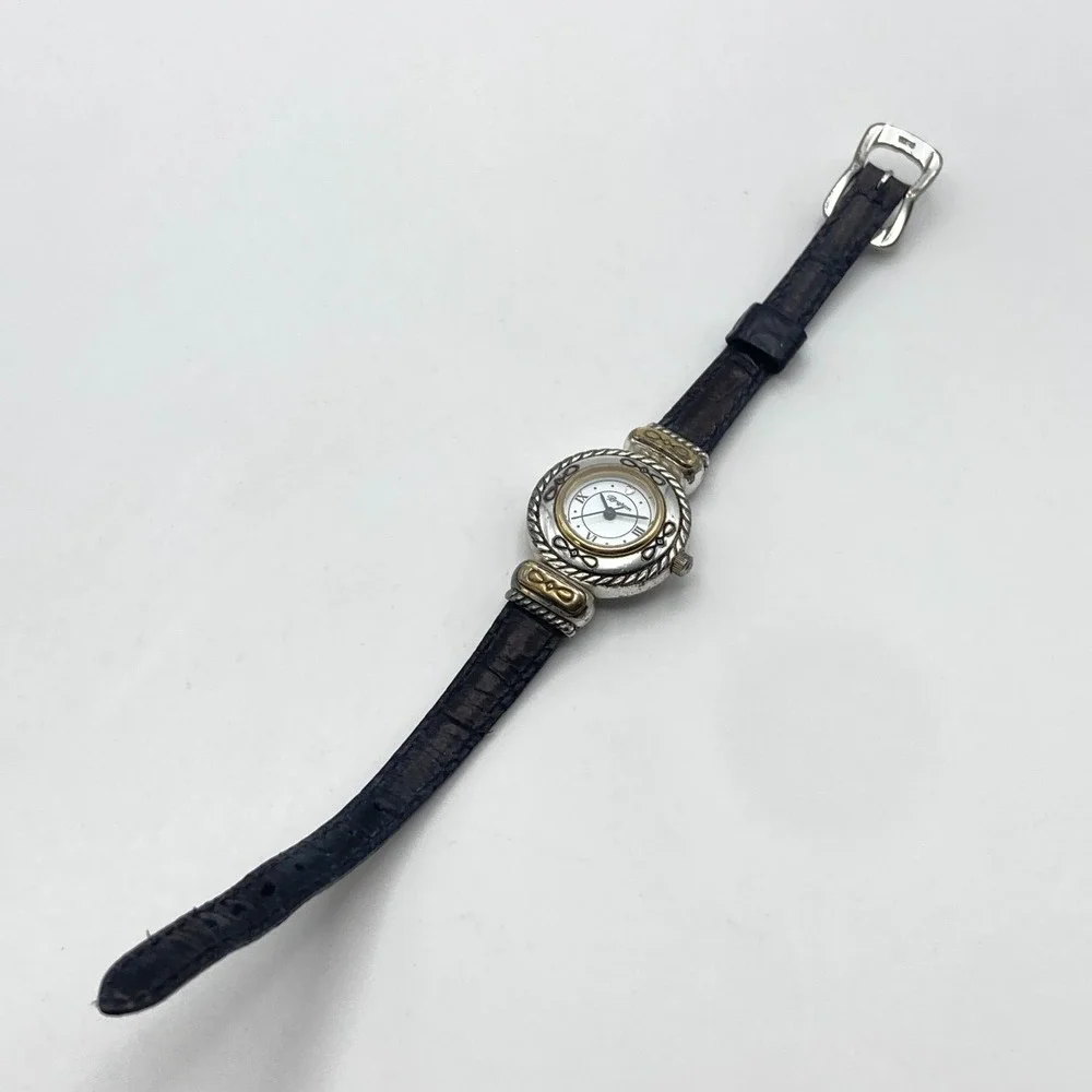 Brighton Cody Women's Watch 24mm Silver Gold Tone Reversible New Battery 7.5